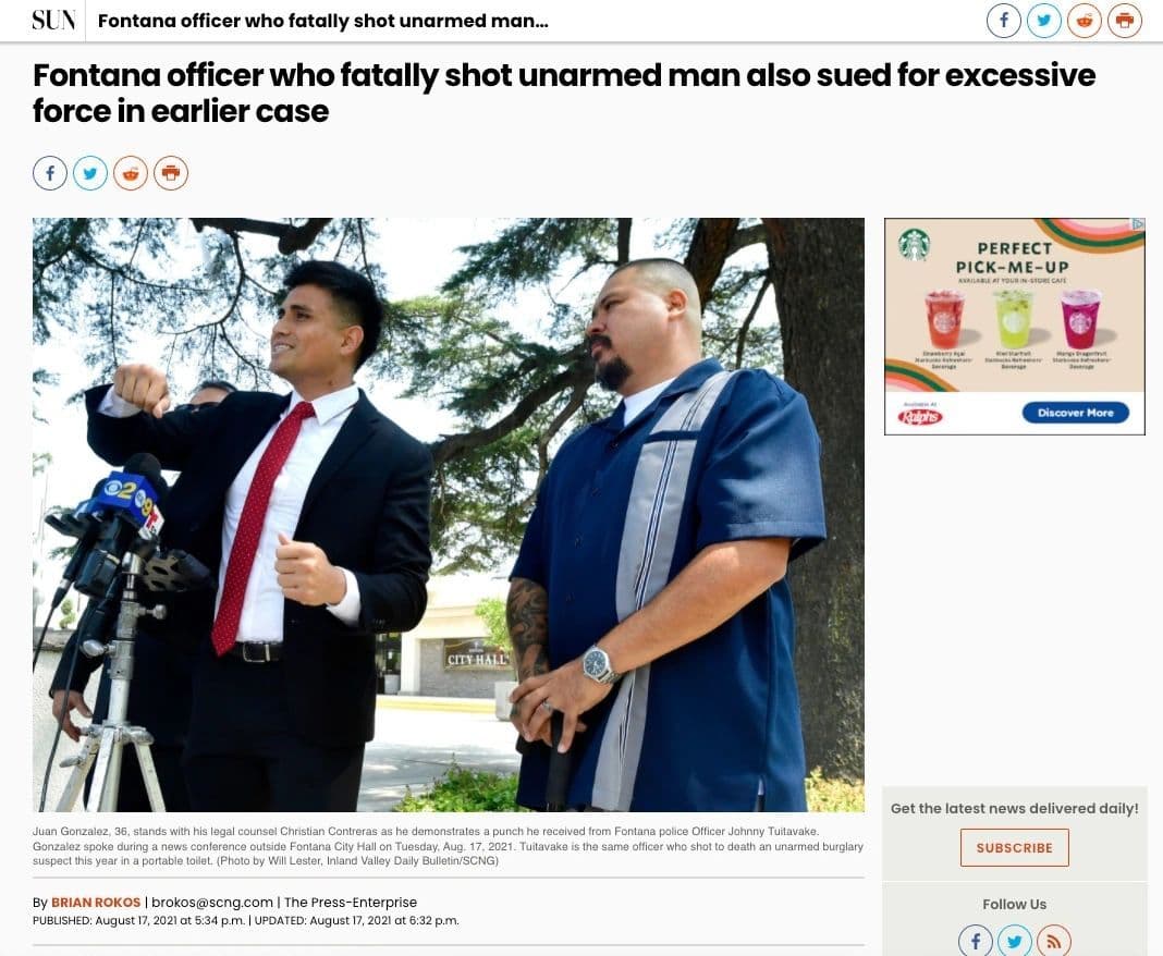 SB Sun Article Re Jose Gonzalez - August 17, 2021